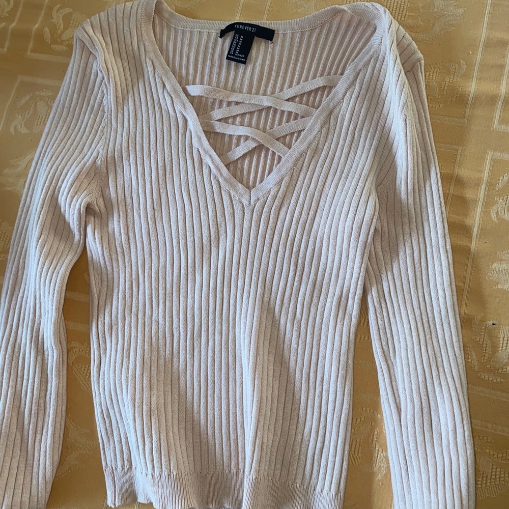 Forever 21 Lace Up Crop Sweater